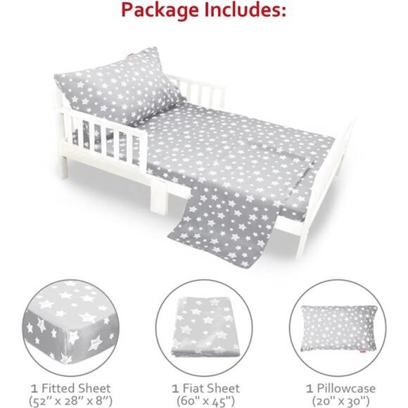 Toddler Bed Sheets, 3 Piece Toddler Sheet Set, Soft Breathable Crib - Picture 5 of 6